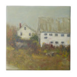 White Barn<br><div class="desc">Branca II de Marilyn Wendling. Edifício branco parecido com celeiro e casa entre flores no campo.</div>