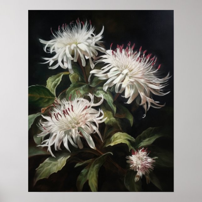 White Bee Balm Flowers Art Impressão (Frente)
