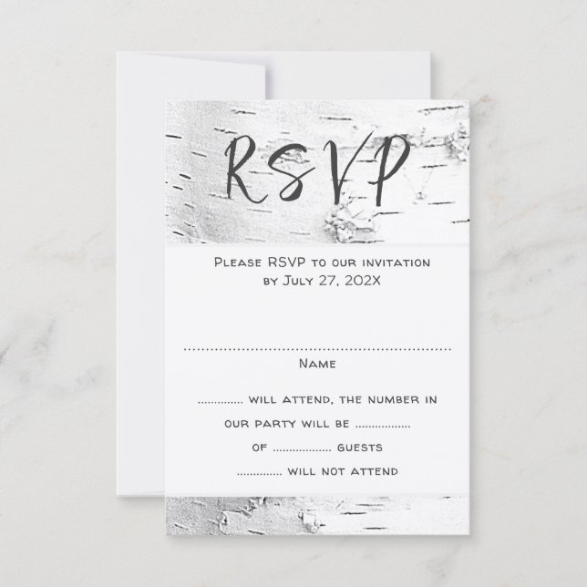 White Birch Wedding RSVP Guest Count Enclosure (Frente)