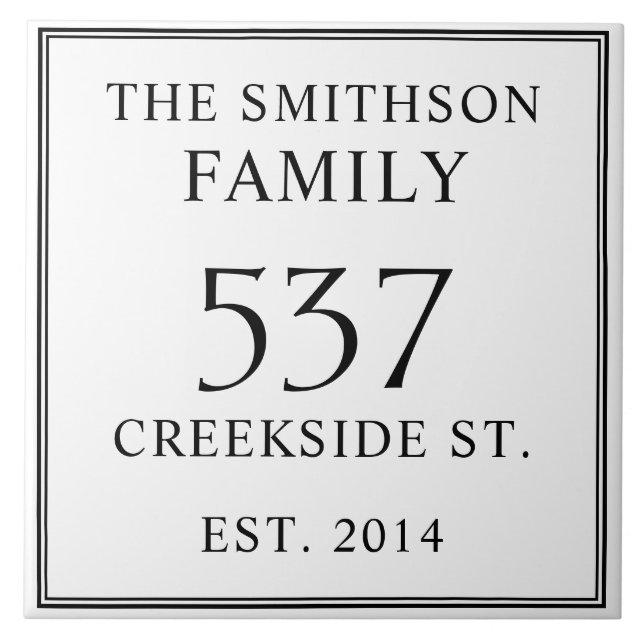 White Black Date Estabelecido Endereço House Plaqu (Frente)