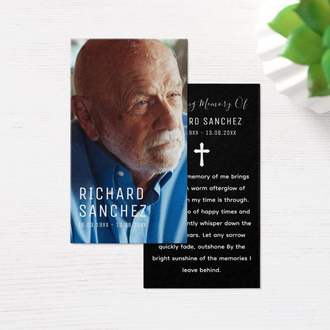 White & Black Elegant Photo Funeral Prayer Cards (Mesa)