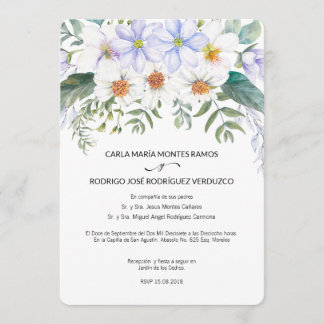 White Blooms Convite para Casamento Espanhol
