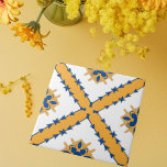 White Blue Orange Portuguese Mediterranean<br><div class="desc">Vibrant decorative tile in Mediterranean style featuring symmetrical geometric shapes in white,  blue and orange.</div>