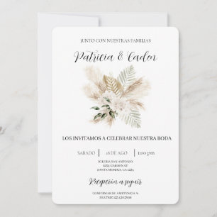 White Boho Floral - Convite De Casamento Espanhol