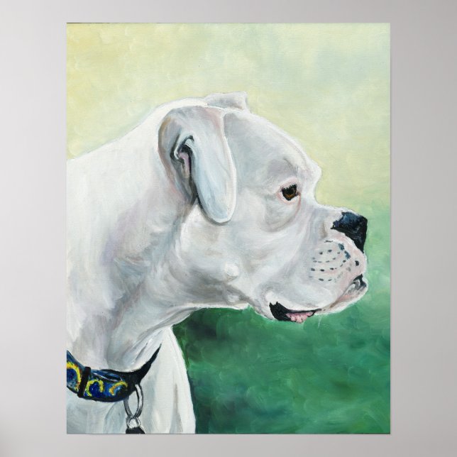 White Boxer Dog Art Impressão (Frente)