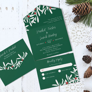 White Branches & Berries Casamento de Natal Verde