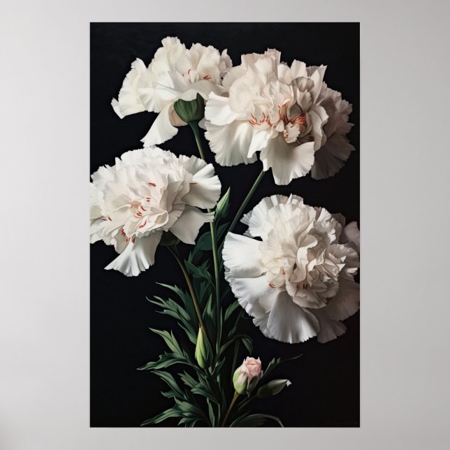 White Carnuns Flower Art Poster (Frente)