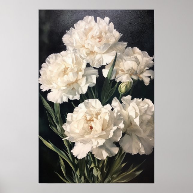 White Carnuns Flower Art Poster (Frente)
