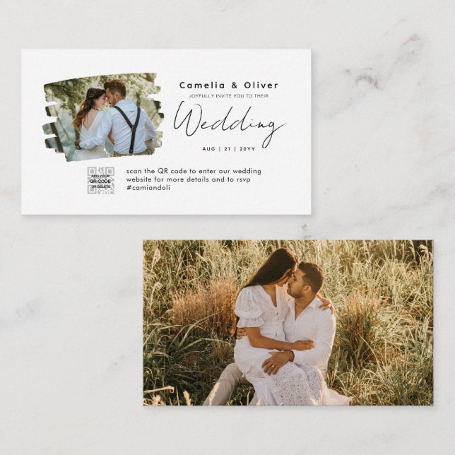 White Clássico de Convite de Foto de Orçamento (Frente/Verso)