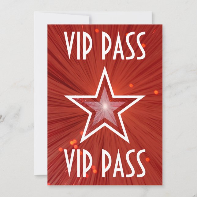 White convite 'VIP PASS' da Estrela Vermelha (Frente)