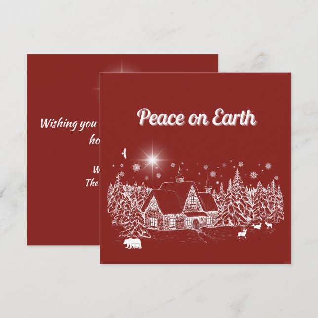 White Country Peace on Earth Card (Frente/Verso)