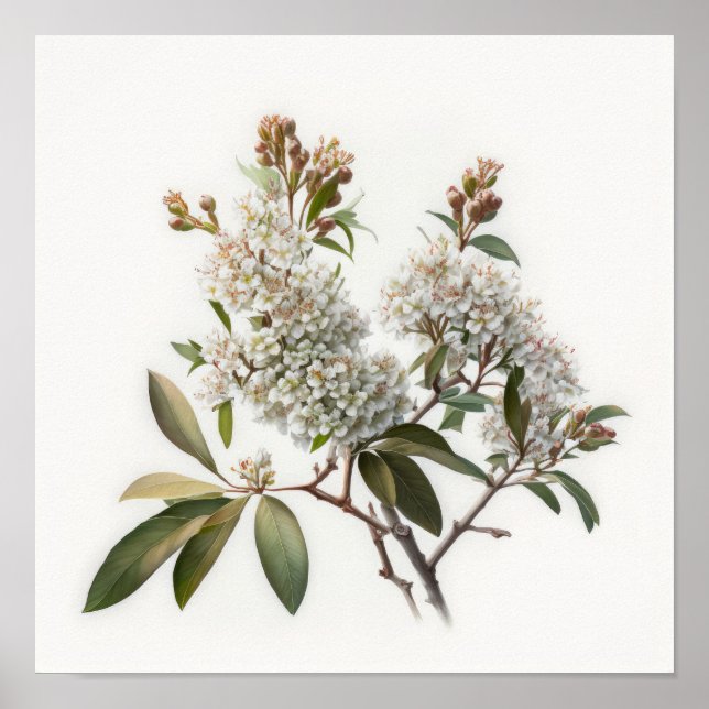 White Crepe Myrtle Flowers Art Impressão (Frente)
