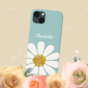 White Daisy Flower Personalize Nome Aniversário
