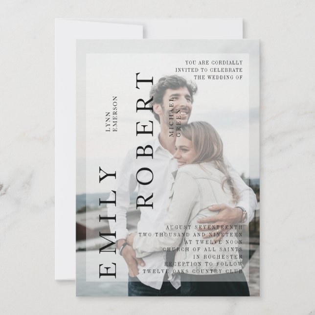 White de Convite para Casamento de Minimalismo Mod (Frente)