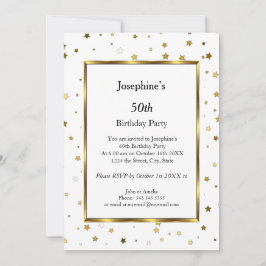 White Dourado Stars 50º Convite de aniversário