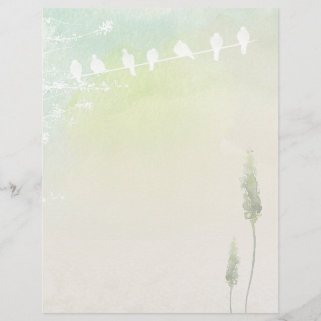 White Doves & Pastel Watercolor Scrapbook Paper (Frente)