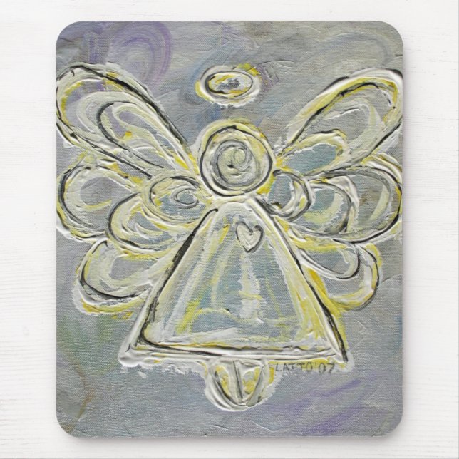 White e Silver Light Guardian Angel Mousepad (Frente)