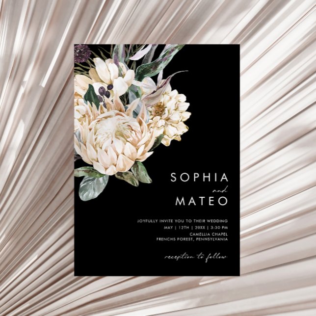 White Floral | Convite Casual Preto (Criador carregado)