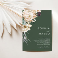 White Floral | Convite para Casamento Verde Escuro