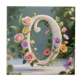 White Floral Garden Monogram Letter O