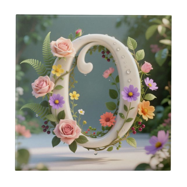 White Floral Garden Monogram Letter O (Frente)
