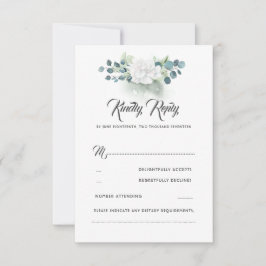 White Floral Greenery Romântico Casamento RSVP