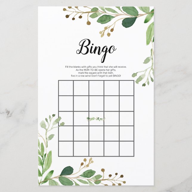 White Floral Greenery Watercolor Jogo (Frente)