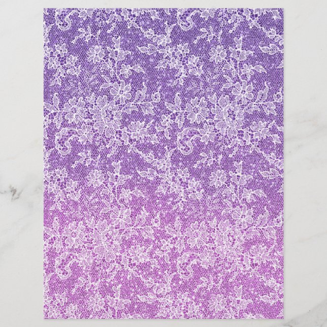 White Floral Lace Purple Glitter Ombré - Artesanat (Frente)