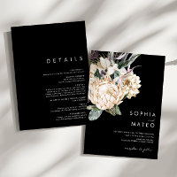 White Floral | Preto Tudo Em Um Convite De Casamen