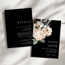 White Floral | Preto Tudo Em Um Convite De Casamen