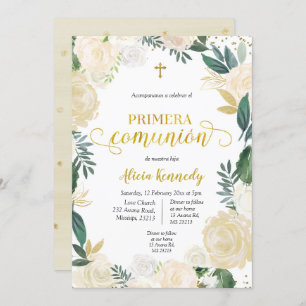 White Floral Primera Comunicó em Convite