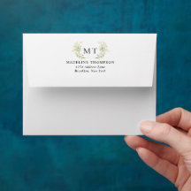 White Floral Wildflower Classic Monogram Address