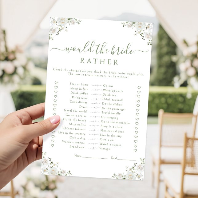White Flower Would she rather Bridal Shower Game (Criador carregado)