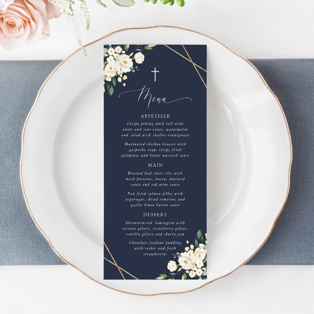 White Flowers, Cream Flowers, Boho, Baptism Menu (Criador carregado)