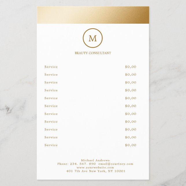 White Gold Stripe Monogramm Circle Flyer (Frente)