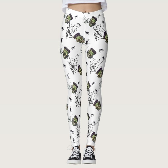 🤍 White Halloween Frankenstein Leggings 🎃 👻 (Frente)