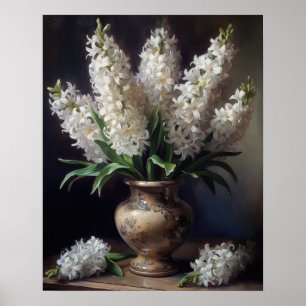 White Hyacinth Flowers Art Impressão Poster
