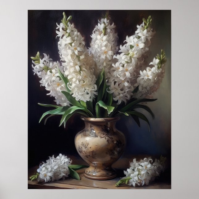 White Hyacinth Flowers Art Impressão Poster (Frente)