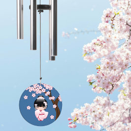 White Kimono Kokeshi Doll Cute Geisha Girl Blue