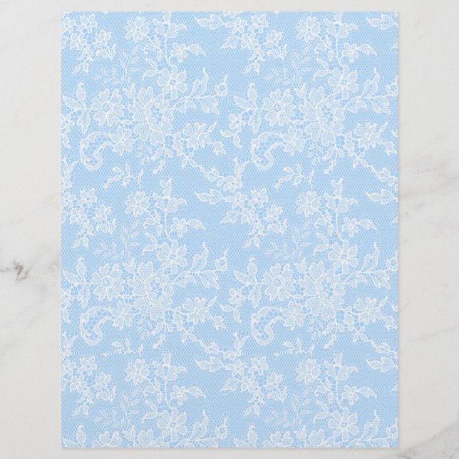 White Lace em Blue Arts & Artesanato Scrapbook Pap (Frente)