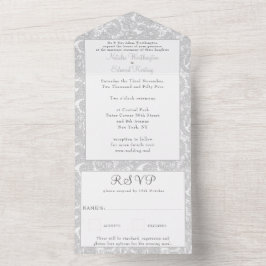 White Lace Filigree Paisley Henna Wedding RSVP