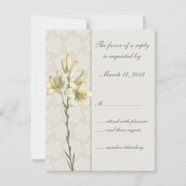 White Lillies Convite Floral RSVP (Frente)