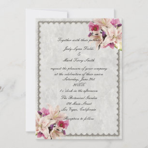 White Lily Floral Marble Convites para Casamento