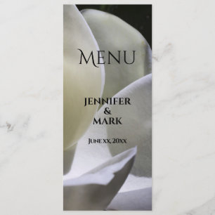 White Magnolia - Cartão de Menu Casado - Menu Plan