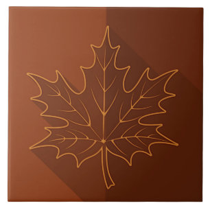 White Maple Leaf Outline em castanho