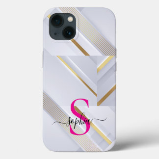white marble gold lines monogram