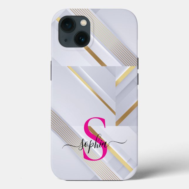 white marble gold lines monogram (Verso)