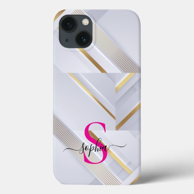 white marble gold lines monogram (Verso)