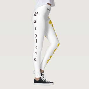 White Maryland Black Eyed Susan State Leggings