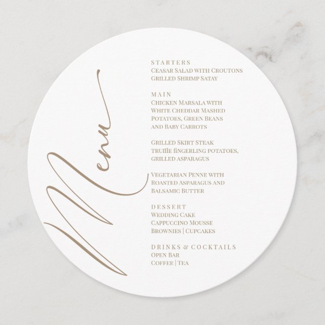 White Modern Elegant Menu  (Frente)